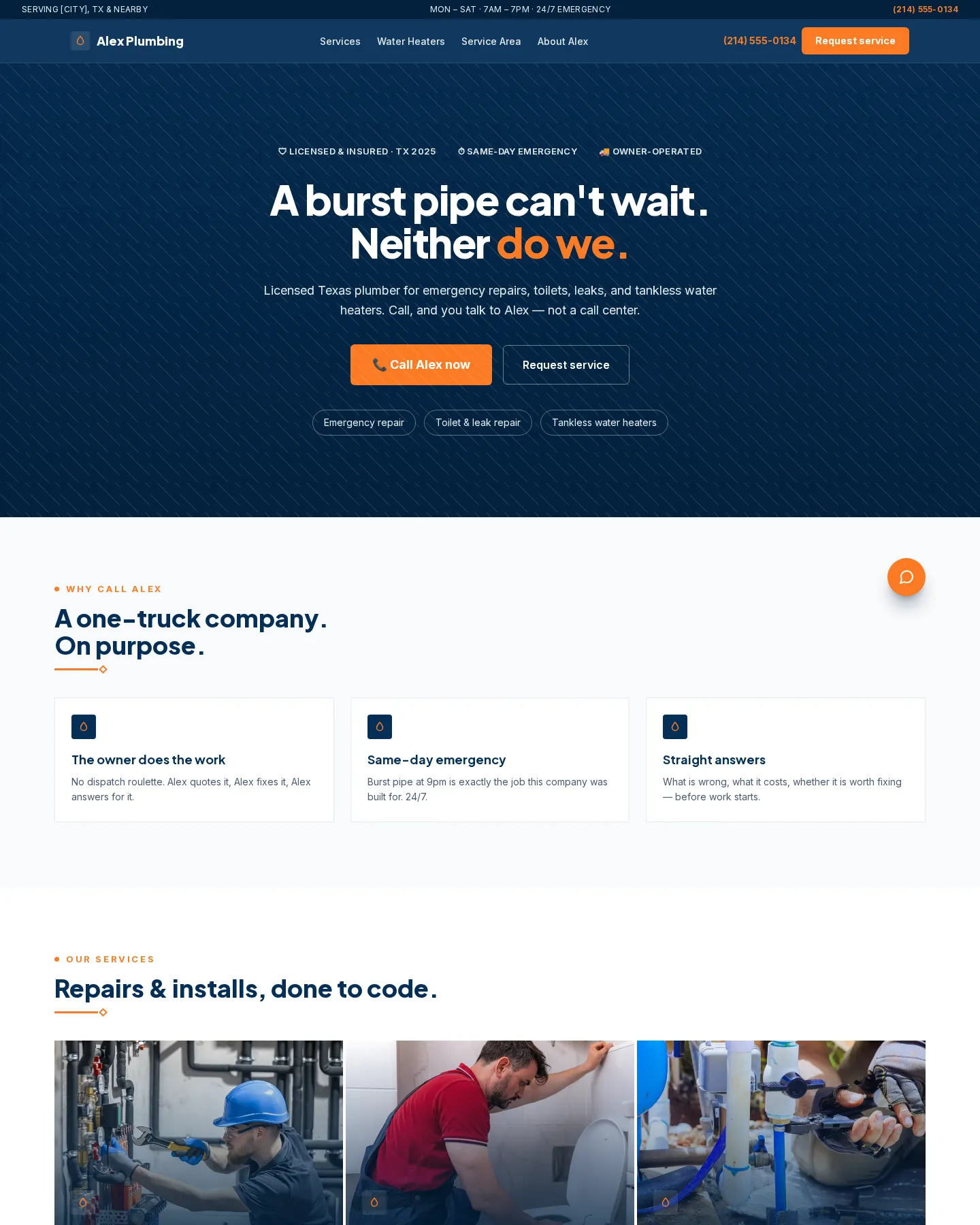 Alex Plumbing 示范站桌面整页